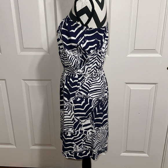 LILLY PULITZER Blue and White Pattern Strapless Sundress - Picture 2 of 5